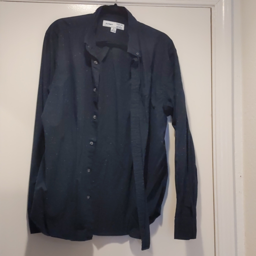 Men's Navy speckled button down shirt